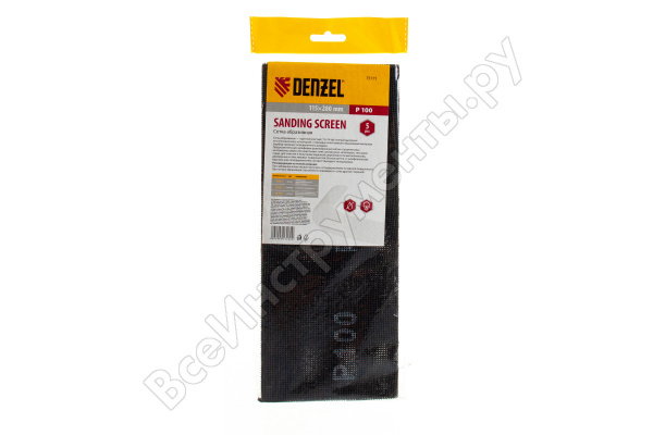 Сетка абразивная, P 100, 115 х 280 мм, 5 шт. DENZEL/75171