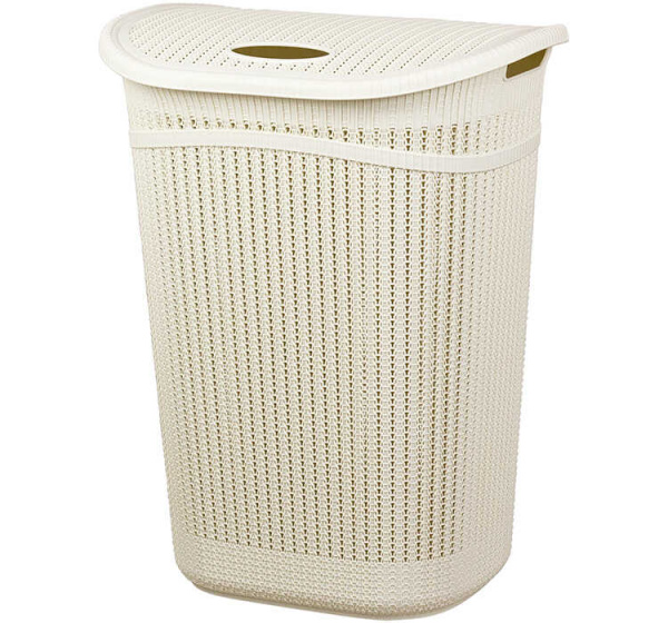 Корзина для белья ВЯЗАНИЕ 55л (белый) (М2613)
