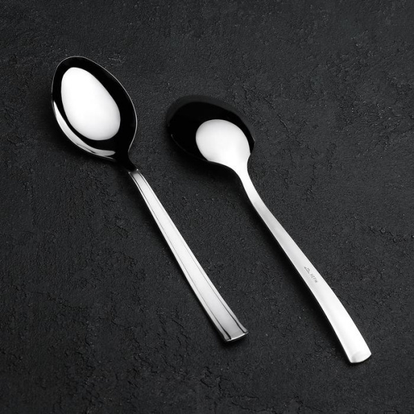 Ложка столовая «Торжество», длина 19,7 см, толщина 2 мм, цвет серебряный /882874