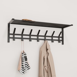 Вешалка с полкой Торонто 31 (7 крюч.) 88,5*27*27см (черный) ВСПТ31 Ч