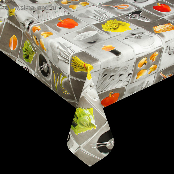 Клеенка столовая на нетканой основе ш-137см "Еда" цвет хром 1583635
