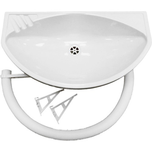 Раковина пластиковая (с гофросифоном, кронштейнами) , белая 446112