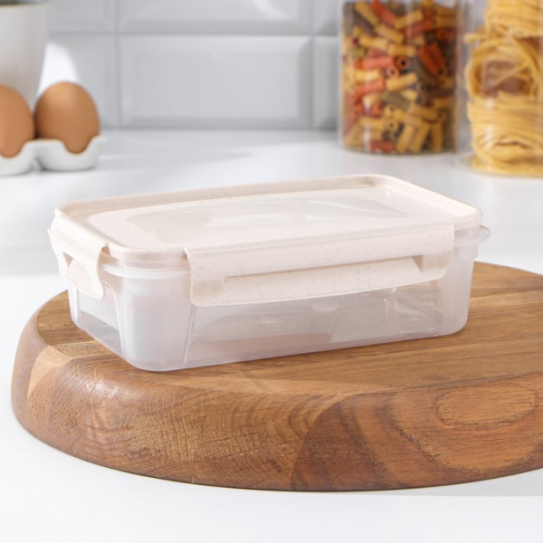 Контейнер пищевой Lock&Ok, 750 мл, 18,6×12,2×5,5 см, цвет прозрачный, крышка бежевая /9756674