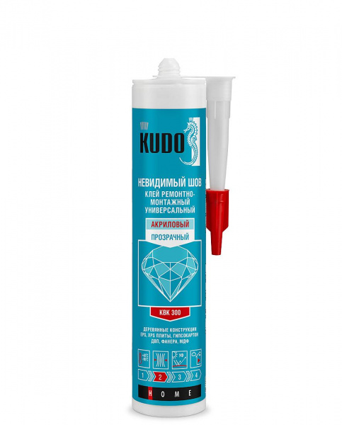 Клей KUDO ремонтно-монтажный  "Невидимый шов" на акриловой основе, прозрачный, 280 мл/KBK-300