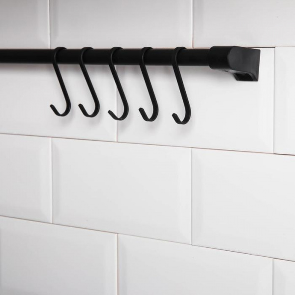 Рейлинг Tekno-tel Re'Black, 60 см, 5 крючков, цвет чёрный/5403406