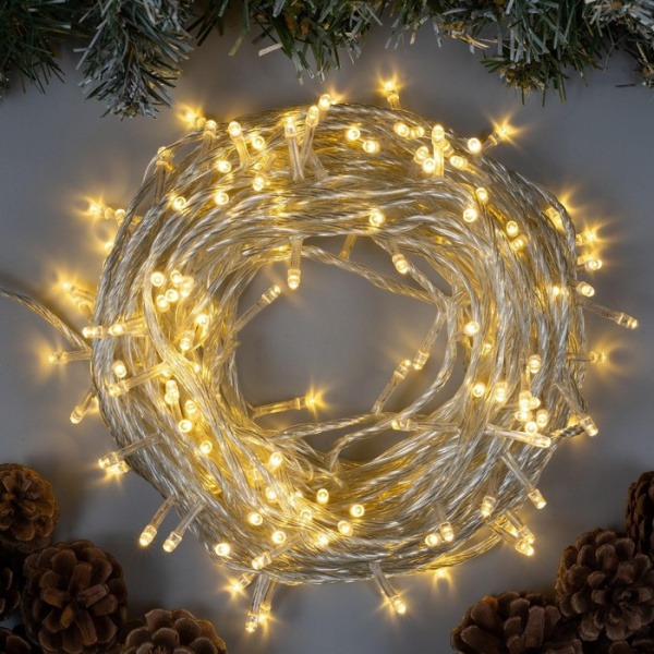 Гирлянда «Нить» 20 м, прозрачная нить, 200 LED, свечение т/белое, 8 режимов, 220 В /3556805
