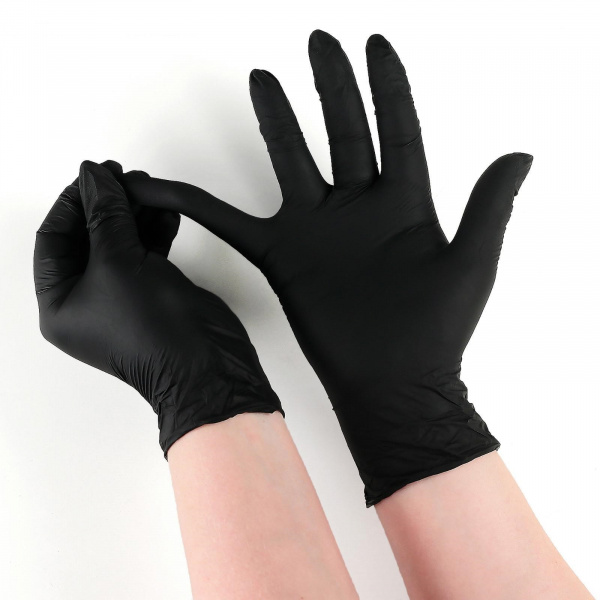 Перчатки  хозяйственные нитриловые неопудренные S 1шт, цвет черный   4738100