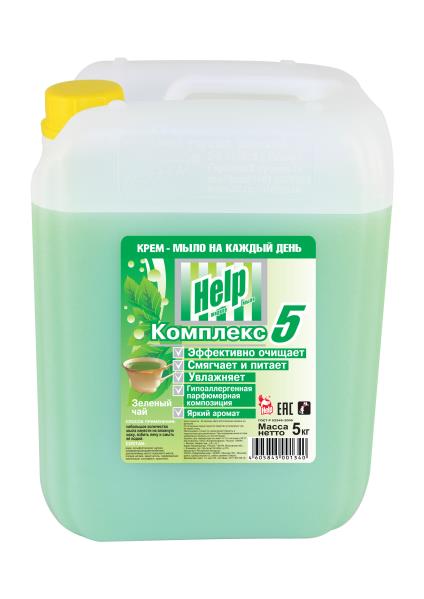 Жидкое мыло ХЕЛП 5л. Зеленый чай /67226