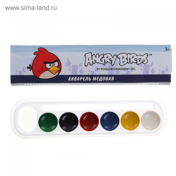 Акварель медовая 6цв Angry Birds без кисти 83387 