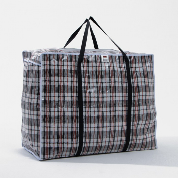 Сумка хозяйственная на молнии, 154 л, цвет белый/чёрный /6999248