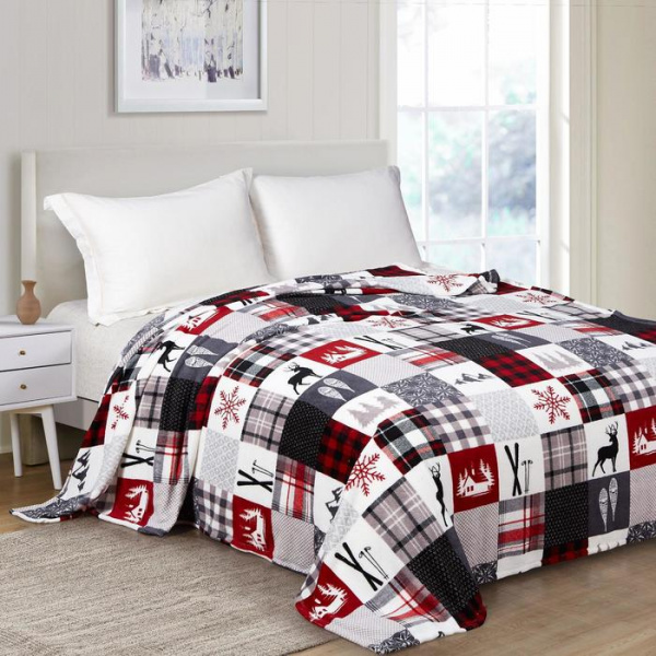 Плед новогодний 150х200см, корал-флис, 165г/м² /7082496