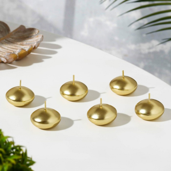 Набор свечей "Овал", 6 штук, золотистая, 4×2см /3093187