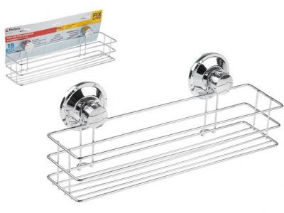 Полка для принадлежностей на вакуумных присосках, хром. сталь, FIX LOCK 35-345240