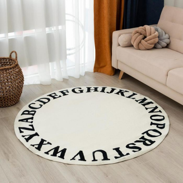 Ковер Этель Алфавит, серый, d=160 см, 1200г/м2/6905392