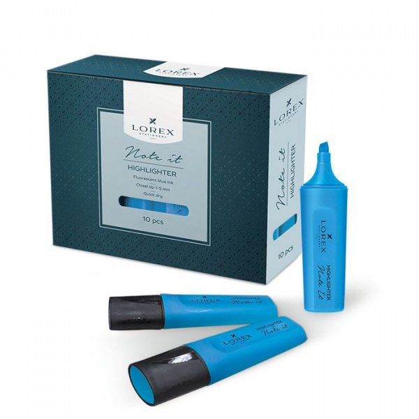 Маркер текстовый LOREX NOTE IT 1-5 мм голубой скошенный/190973