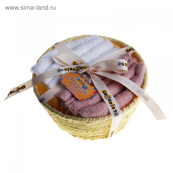 Набор полотенец в корзинке "Collorista" 4 пр. White coffee 30*30см 780094