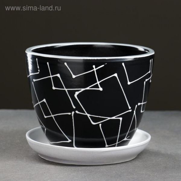 Горшок цветочный Иллюзия черная 1 л /5224074