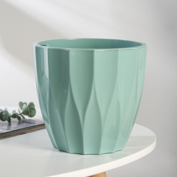 Кашпо для цветов со вставкой «Флюте», 3 л, цвет нефрит /5985153