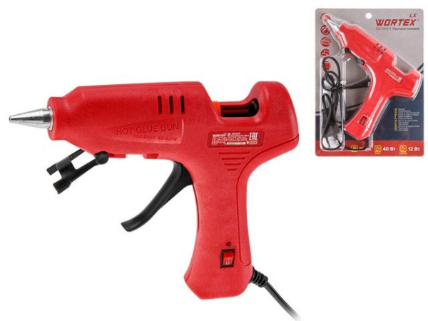 Пистолет клеевой WORTEX LX GG 1140-4 в блистере 40 Вт, 11,2 мм, 6 г/мин (40 Вт, 11,2 мм, 6 г/мин )