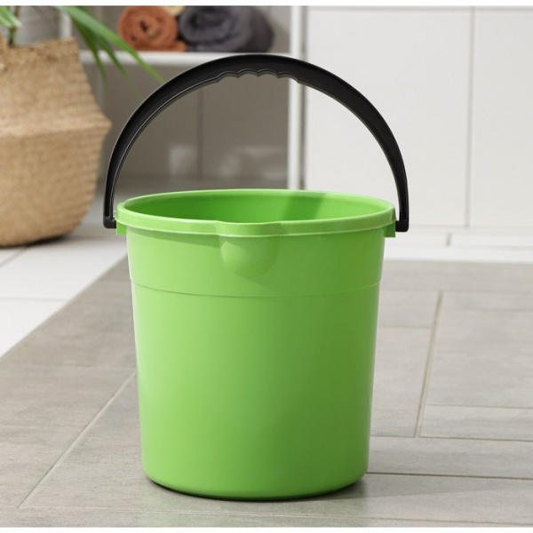 Ведро со сливом круглое, 7 л, d=23 см, h=23 см, цвет зелёный/9171022