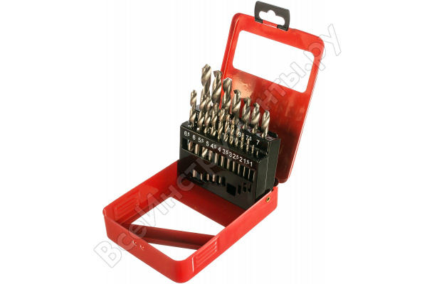 Набор сверел по металлу 1-10мм 19шт. метал. коробка 72388