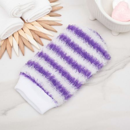 Мочалка-варежка массажная 19х12 см "Жесткая" полосатая, цвет МИКС/3092681