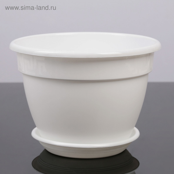 Горшок для цветов с поддоном 3,6 л "Антик", D=22 см, цвет белый/4047734