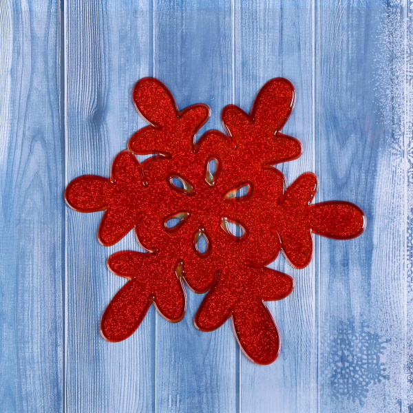 Наклейка на стекло "Снежинка красная" блеск 1399713