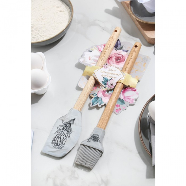 Набор лопатка и кисть из силикона 31 см х 12,5 см х 2 см «Белая ночь» /6258615