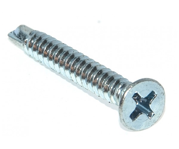 Саморез для оконной фурнитуры 3,9х25 белый  цинк сверло