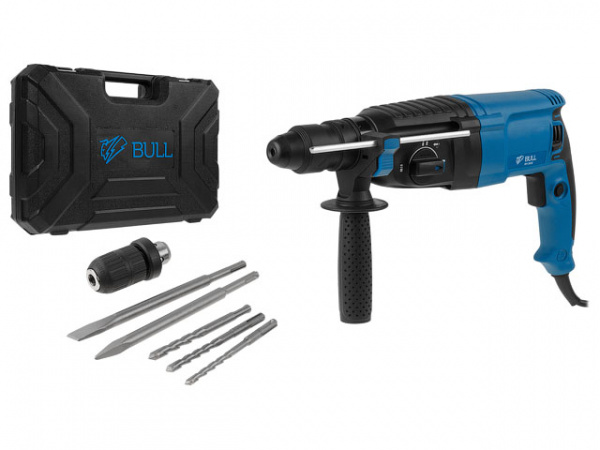 Перфоратор BULL BH 2602 в чем. (800 Вт, 3.0 Дж, 4 реж., патрон SDS-plus, БЗП в комплекте, вес 3.4 кг