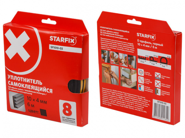 Уплотнитель "E" черный 10х4мм 6м STARFIX (SF1010-03)