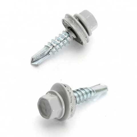 Саморез кровельный 5.5х19 мм цинк, шайба с прокл., PT3, RAL 7004 (300 шт в карт. уп.) STARFIX