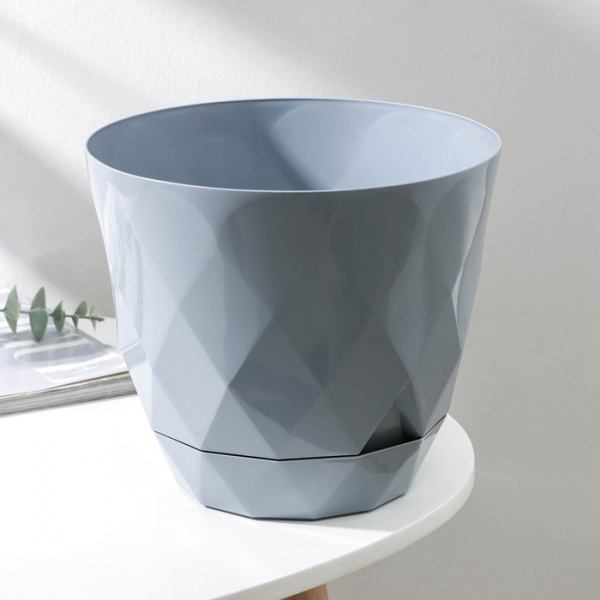 Горшок для цветов с поддоном Laurel, 4,5 л, d=22 см, h=19 см, цвет серый/9073795