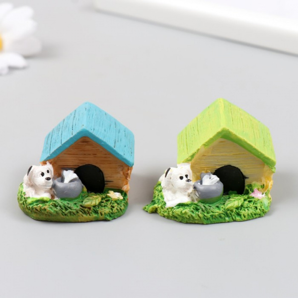 Фигурка для флорариума полистоун "Пёсик у будки" МИКС 4,5х4х3,2 см /9542551