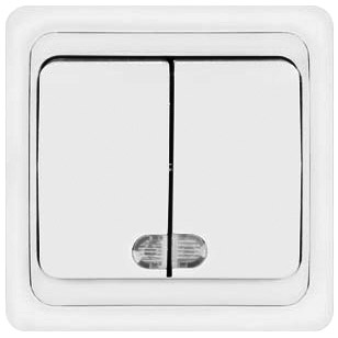 Выключатель 2кл. б/подсветки, скрытая установка "Валери" 84002