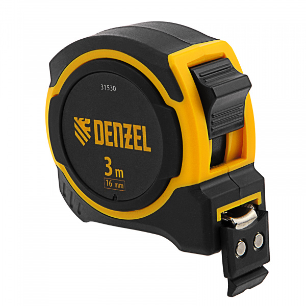 Рулетка 3м х 16мм, двухкомп. корпус, магнитный обрезиненный зацеп// Denzel/31530