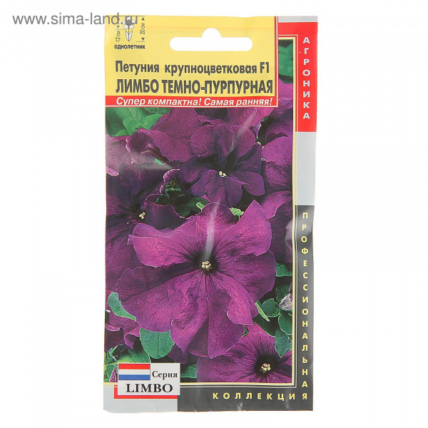 Семена Петуния крупноцветковая F1 "Лимбо", Темно-пурпурная, О, драже 10 шт.   1766951