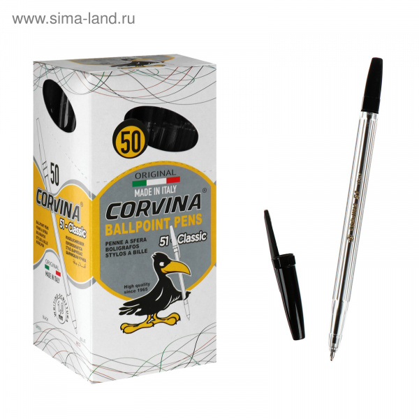 Ручка шариковая CORVINA CLICK, прозрачный корпус, черн. авт. 