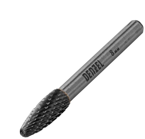 Борфреза по металлу твердосплавная, элипсообразная, тип-H, 8 мм// Denzel /72061
