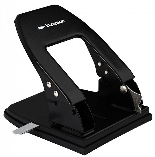 Дырокол INFORMAT OFFICE до 40 листов, металл, черный, с линейкой /151996