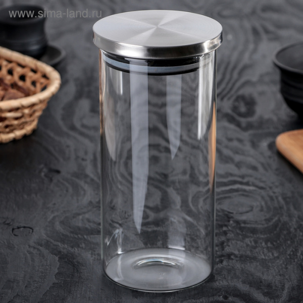 Банка стеклянная для сыпучих продуктов с метал. крыш. Magistro «Стиль», 1 л, 10,3×19 см/3907337