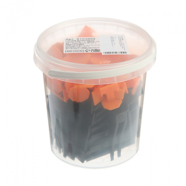 Система выравнивания плитки ЛОМ, 1 л, Зажим 1,5 мм + Клин (50 шт./50 шт.), ведро/9103894