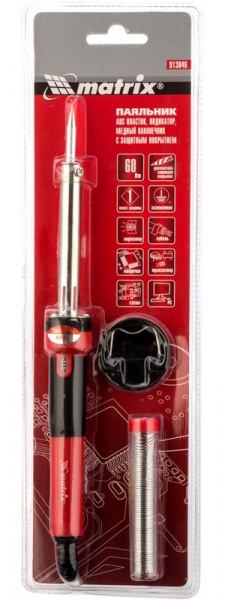 Паяльник,пл.ABS, класс защиты 1, индикатор,медный наконеч. с долговеч. покрытием,220В,60W/913046