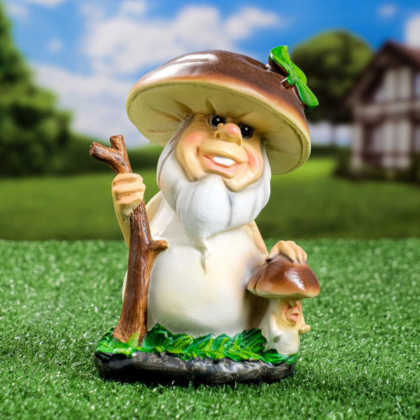 Садовая фигура "Сказочный гриб Боровик" 12,5x10,5x18см /7751134