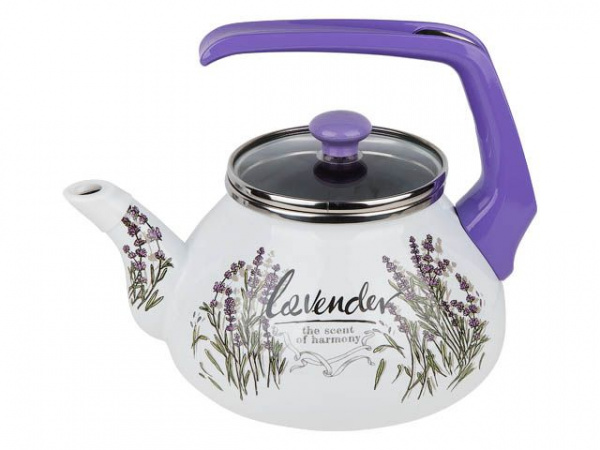 Чайник стальной эмалированный, 2.2 л, серия Цветок лаванды, PERFECTO LINEA