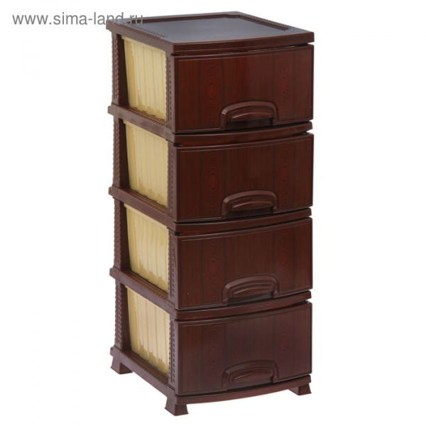 Комод 4-х секционный "Декор. Красное дерево", цвет коричневый/1593596