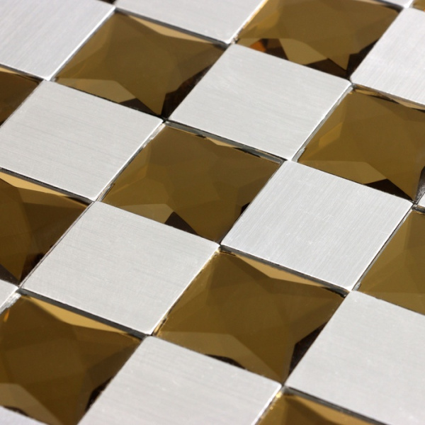 Панель самоклеящаяся ПВХ «Мозаика клетка», 300×300 мм, цвет серо - золотой 9933235