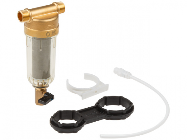 Фильтр самоочищающийся промывной латунный 1/2", 100 микрон AV Engineering (AVE115703)
