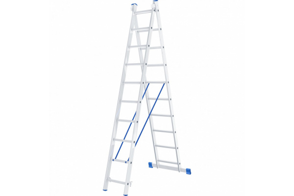 Лестница, 2 х 10 ступеней, алюминиевая, двухсекционная /97910